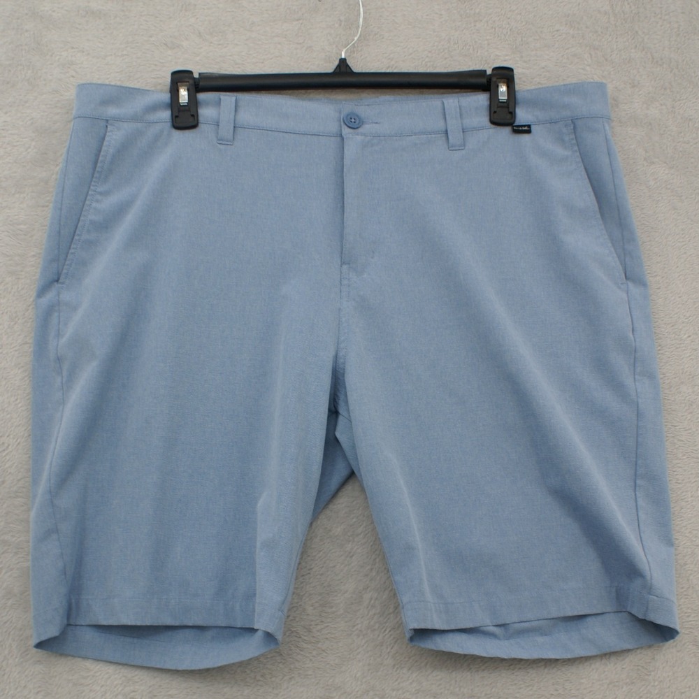 TravisMathew Beck Mens Blue Micro Check Stretch Golf Shorts Size 42 1MM208